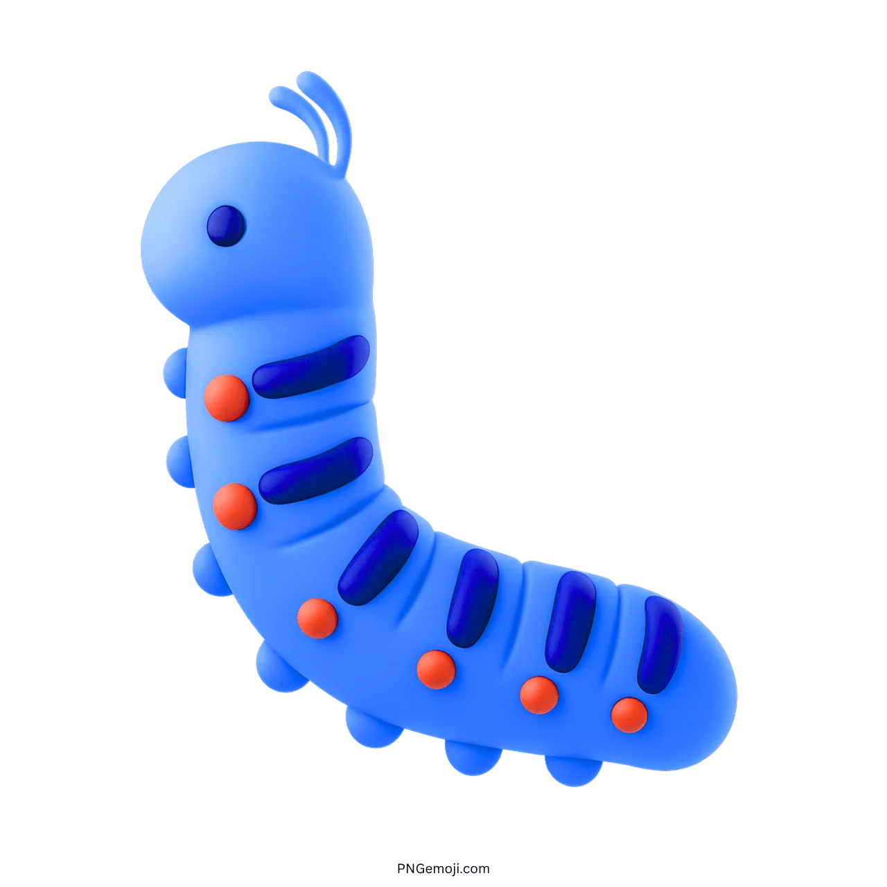 Adorable Blue Cartoon Caterpillar Clipart with Playful Rounded Segments