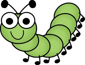 Adorable Green Cartoon Caterpillar Clipart with Googly Eyes and Friendly Smile
