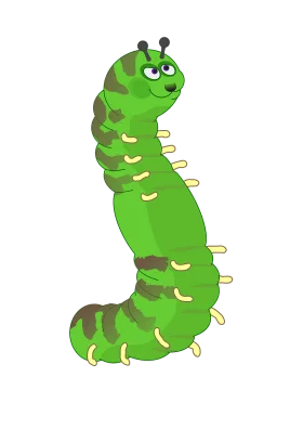 Adorable Green Caterpillar Clipart with Cute Cartoon Character Design