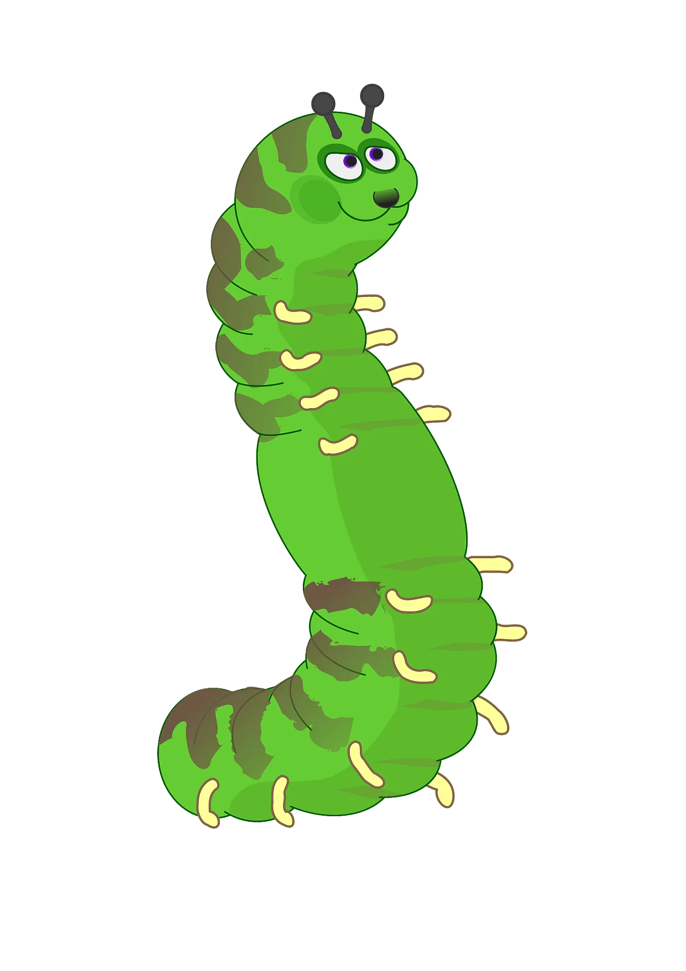 Adorable Green Caterpillar Clipart with Cute Cartoon Character Design