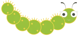 Adorable Green Caterpillar Clipart with Cute Cartoon Expression and Spiky Texture