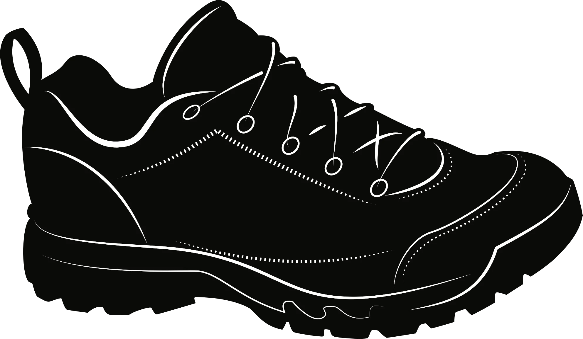 Black Hiking Trail Outdoor Adventure Shoe Clipart Graphic Design