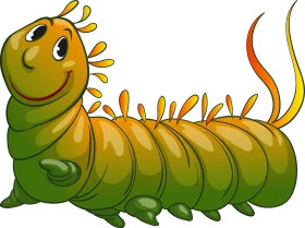 Cheerful Green and Yellow Cartoon Caterpillar Clipart Illustration for Kids