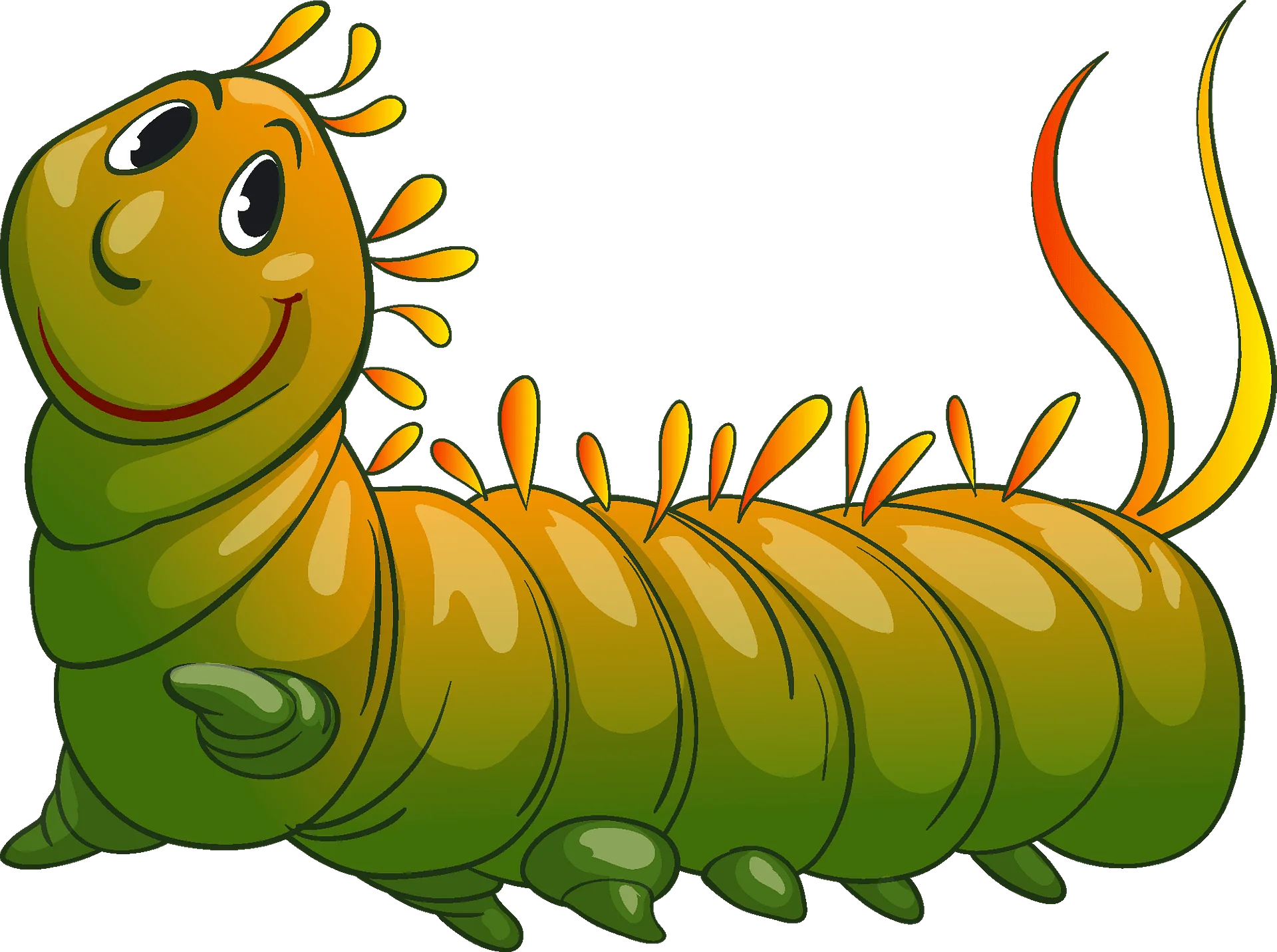 Cheerful Green and Yellow Cartoon Caterpillar Clipart Illustration for Kids