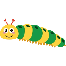 Cheerful Green and Yellow Caterpillar Clipart with Friendly Cartoon Style