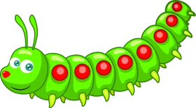Cheerful Green Caterpillar Clipart with Playful Red Spot Design for Kids