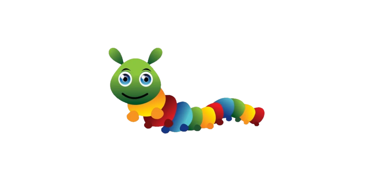 Cheerful Rainbow Caterpillar Clipart: A Playful Cartoon Character with Bright Colors