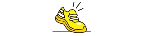 Cheerful Yellow Running Shoe Clipart Design with Dynamic Motion Line