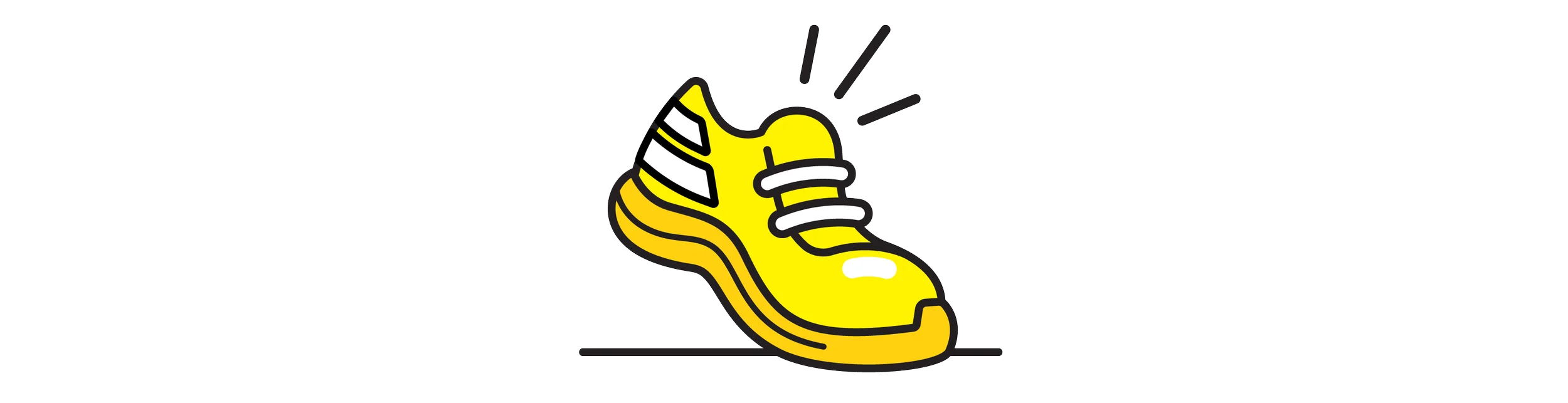 Cheerful Yellow Running Shoe Clipart Design with Dynamic Motion Line
