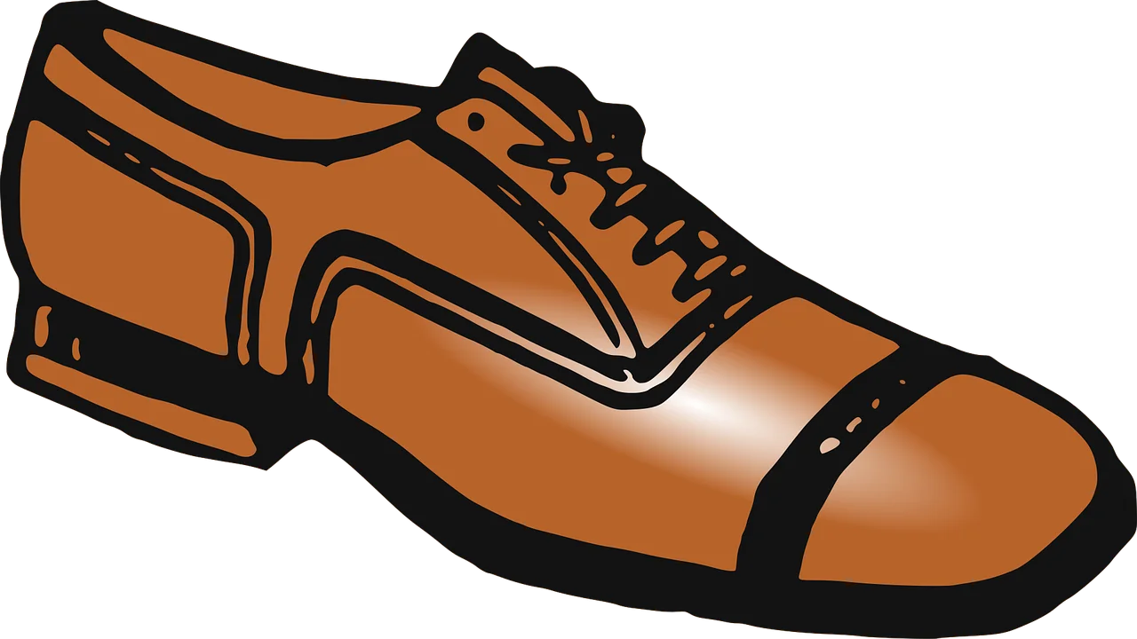 Classic Oxford Leather Dress Shoe Clipart Illustration in Warm Copper Tone