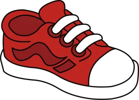 Classic Red Sneaker Clipart Design - Simple and Bold Cartoon Illustration