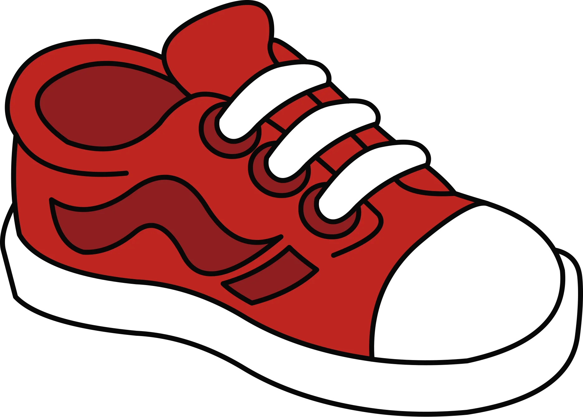 Classic Red Sneaker Clipart Design - Simple and Bold Cartoon Illustration