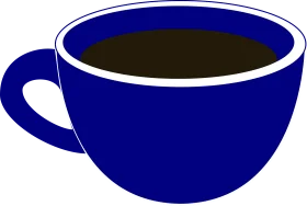 Deep Blue Ceramic Coffee Mug Clipart with Rich Dark Brew Illustration