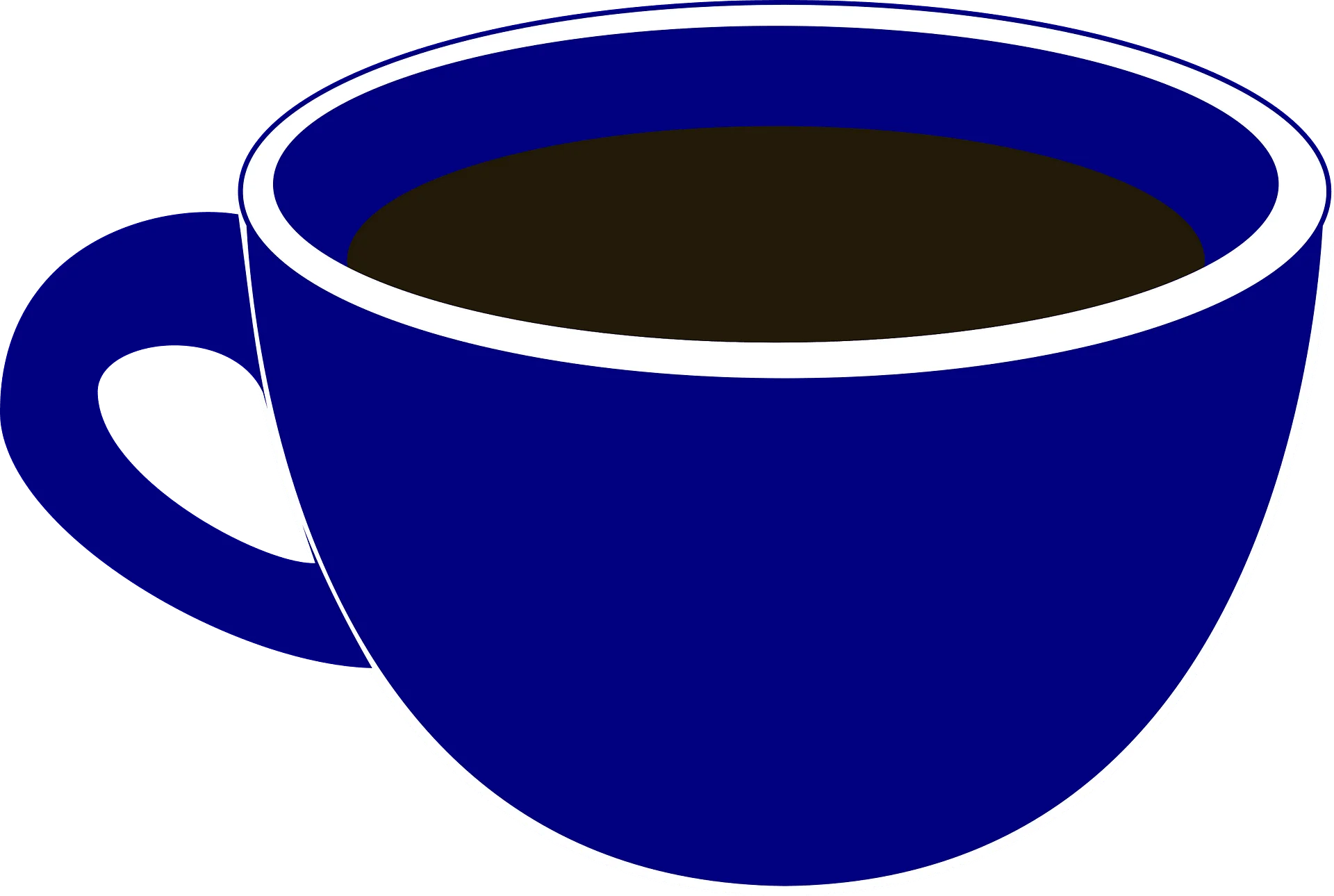 Deep Blue Ceramic Coffee Mug Clipart with Rich Dark Brew Illustration