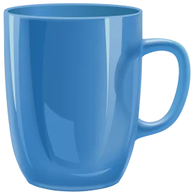 Elegant Azure Blue Ceramic Mug Clipart with Glossy Smooth Surface