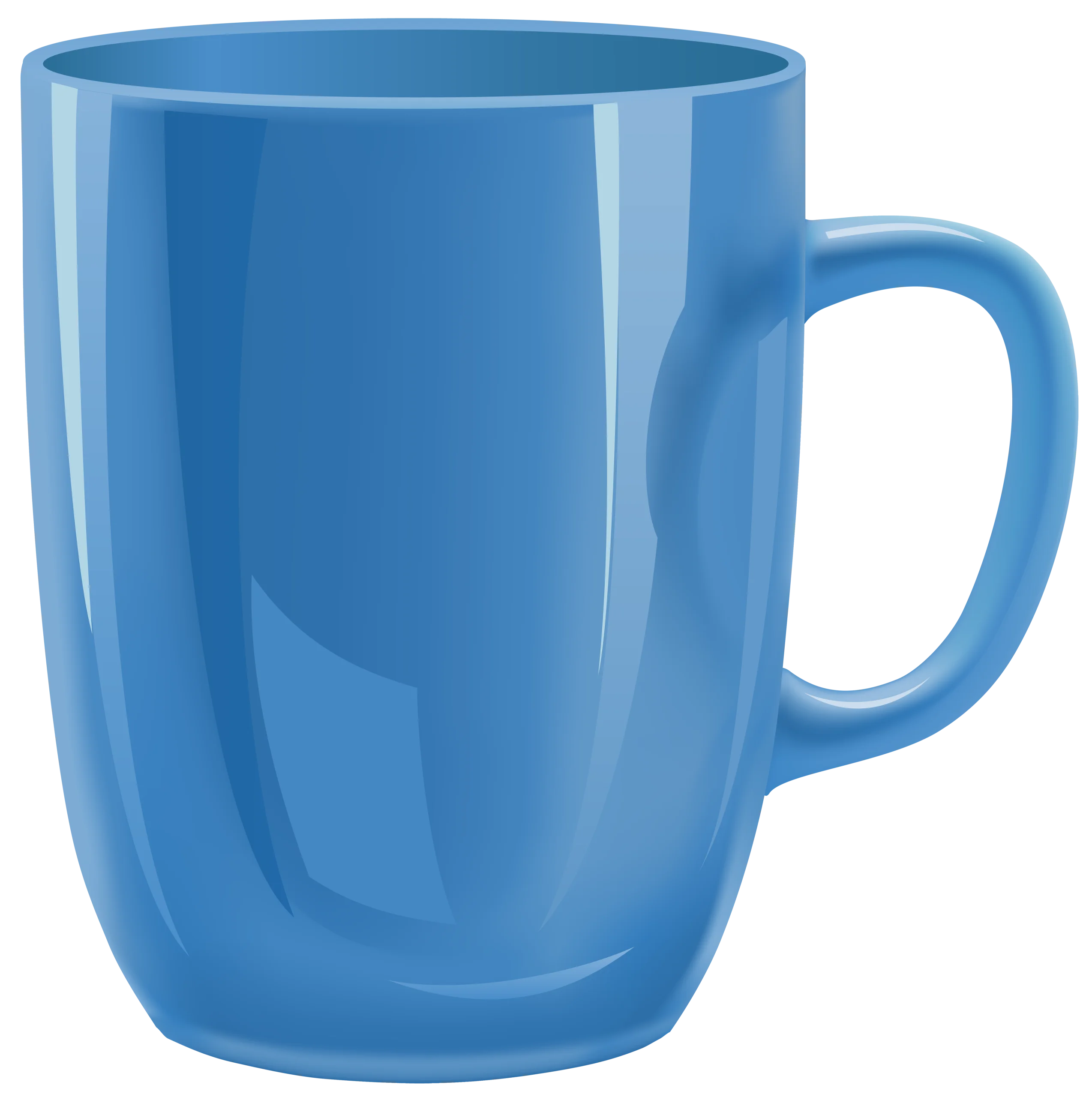 Elegant Azure Blue Ceramic Mug Clipart with Glossy Smooth Surface