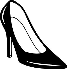 Elegant Black and White High Heel Stiletto Shoe Minimalist Clipart Design
