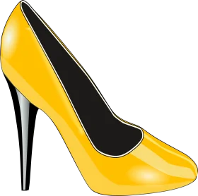 Glossy Sunflower Yellow High Heel Stiletto Shoe Clipart Design