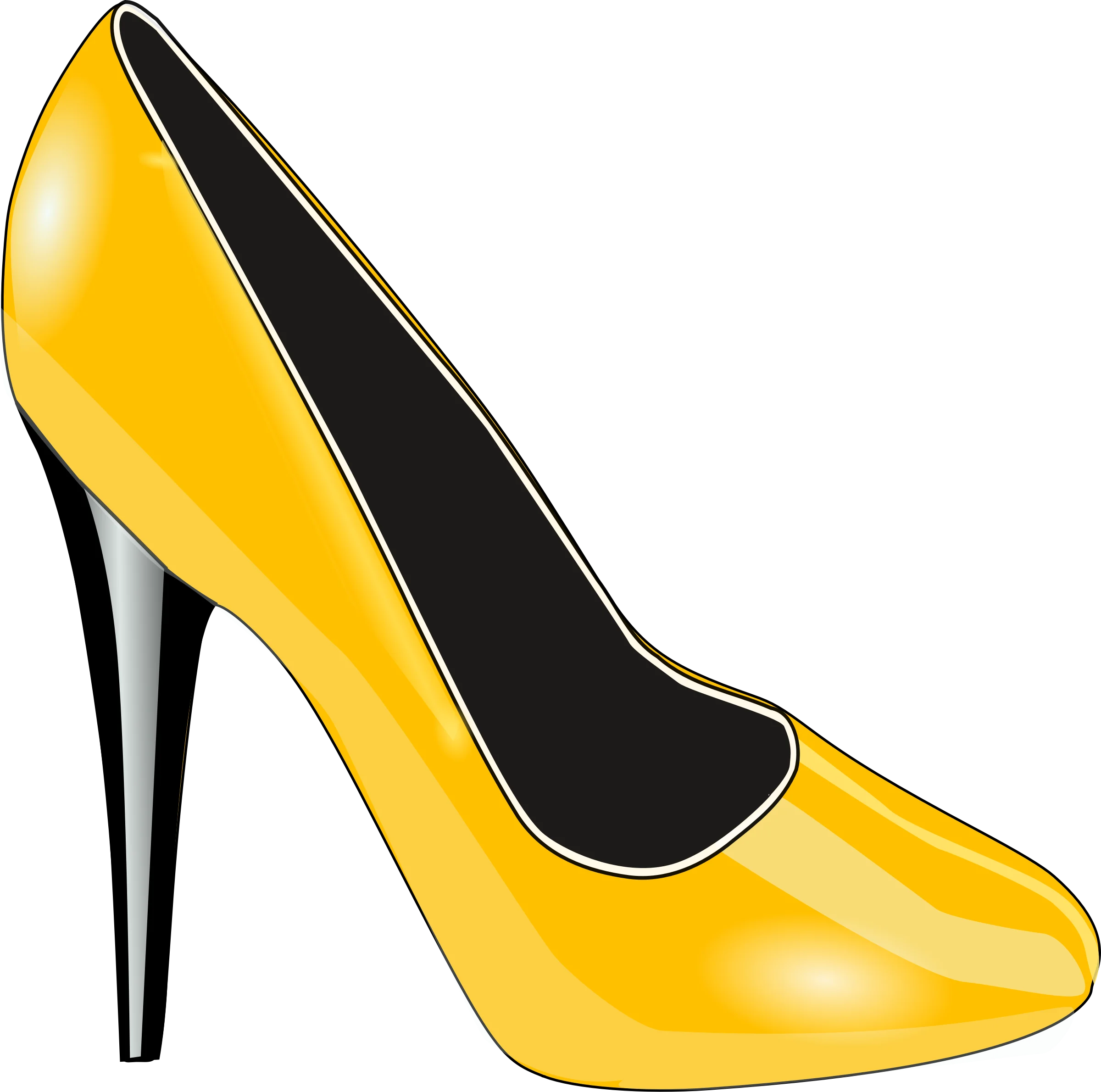 Glossy Sunflower Yellow High Heel Stiletto Shoe Clipart Design