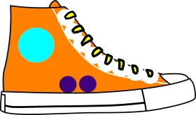 High-Top Classic Canvas Sneaker Clipart Design with Bold Orange and Blue