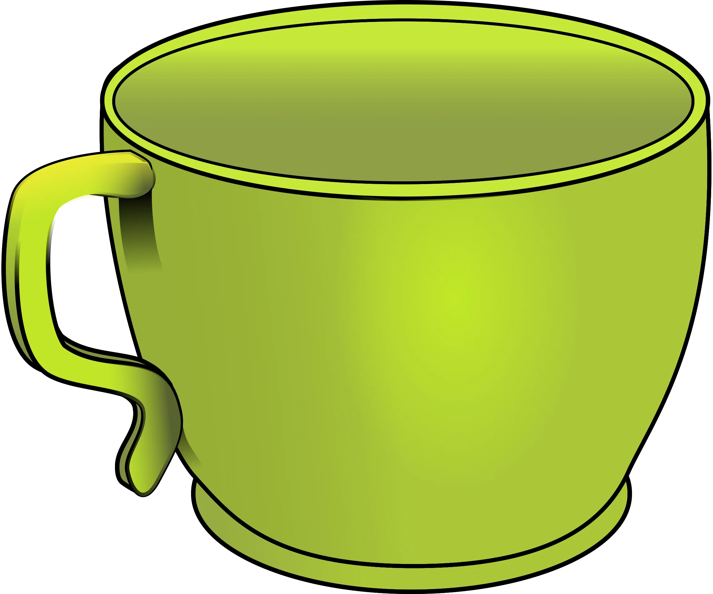 Lime Green Oversized Ceramic Mug Clipart with Smooth Curved Handle