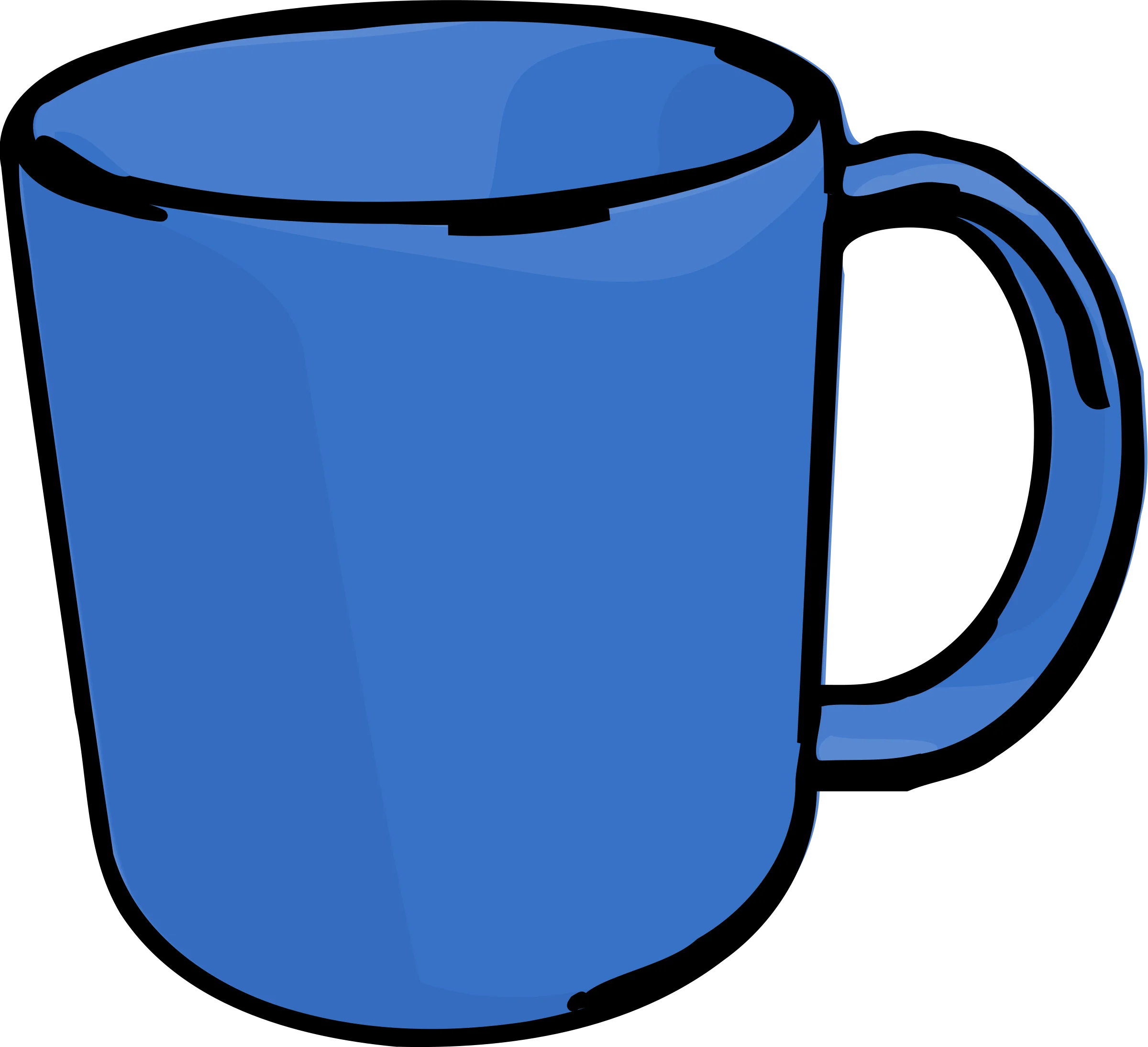Minimalist Azure Blue Coffee Mug Clipart Design with Simple Outline