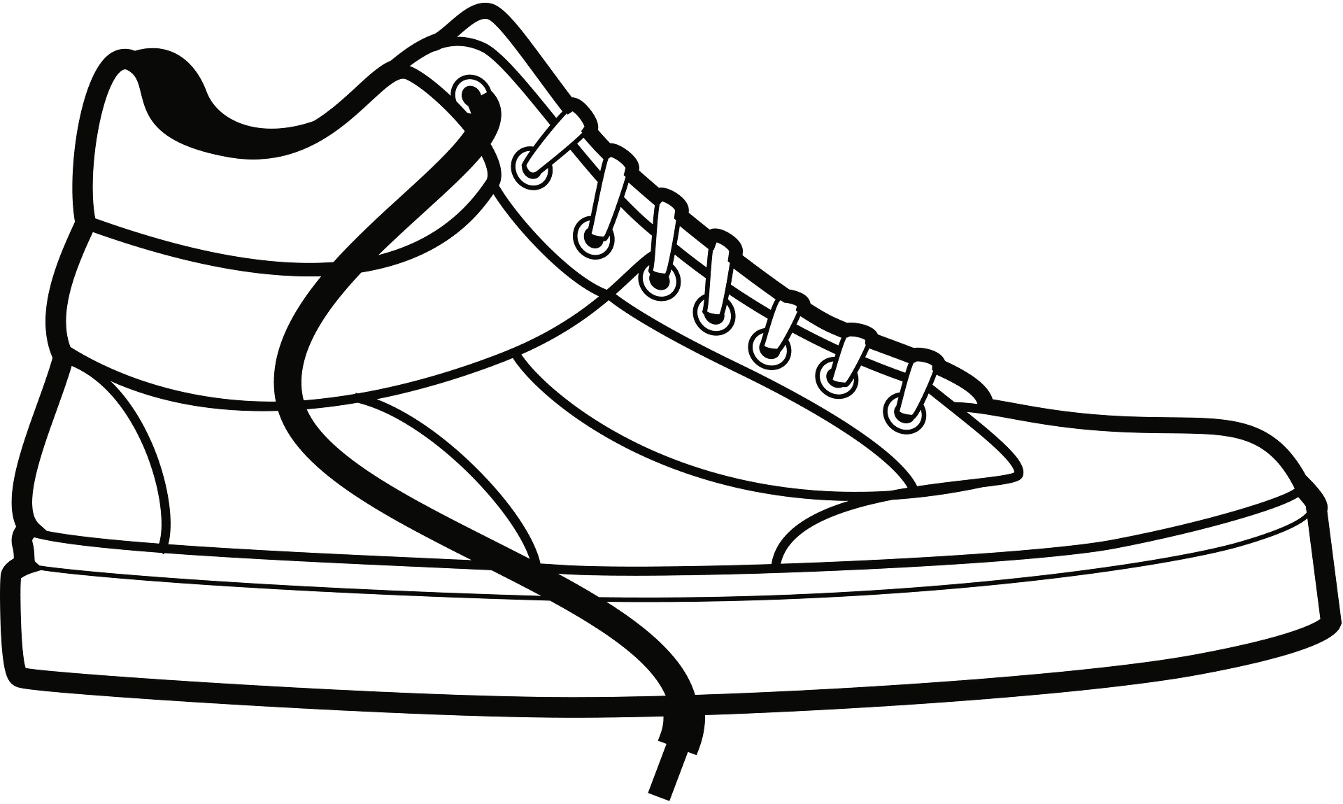 Minimalist Black and White High-Top Sneaker Clipart Design with Clean Lines
