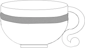 Minimalist Ceramic Tea Cup Clipart with Subtle Gray Horizontal Band Design