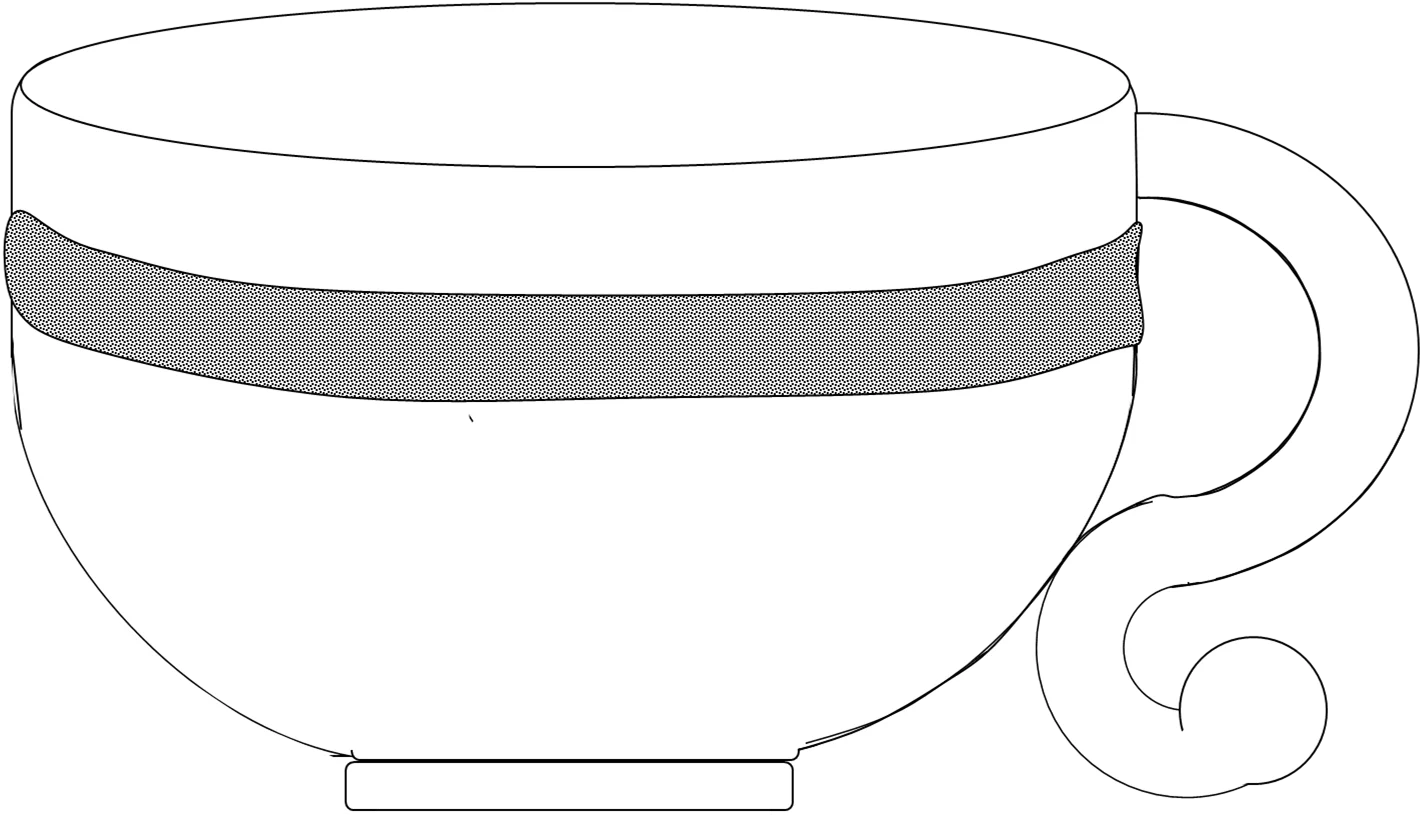 Minimalist Ceramic Tea Cup Clipart with Subtle Gray Horizontal Band Design