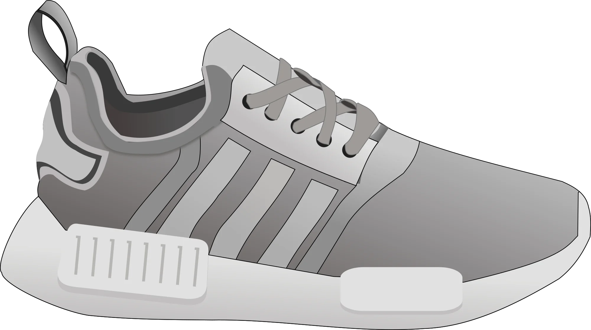 Minimalist Grayscale Adidas NMD Running Shoe Clipart Design