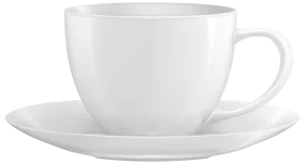 Minimalist White Porcelain Coffee Cup and Saucer Clipart Design