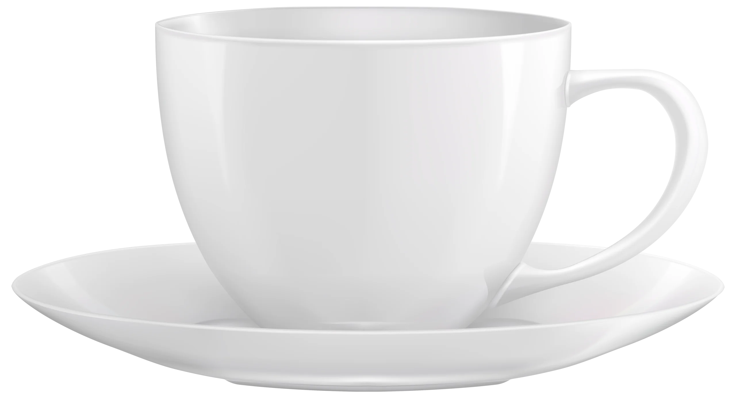 Minimalist White Porcelain Coffee Cup and Saucer Clipart Design