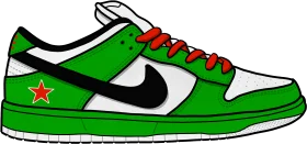 Nike SB Dunk Low Green Star Sneaker Clipart Design Illustration