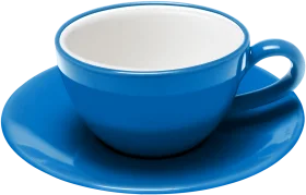 Serene Azure Ceramic Coffee Cup and Saucer Minimalist Clipart Design