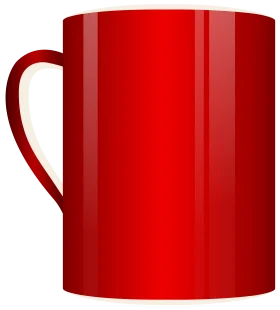 Sleek and Modern Red Ceramic Coffee Mug Clipart with Smooth Glossy Finish