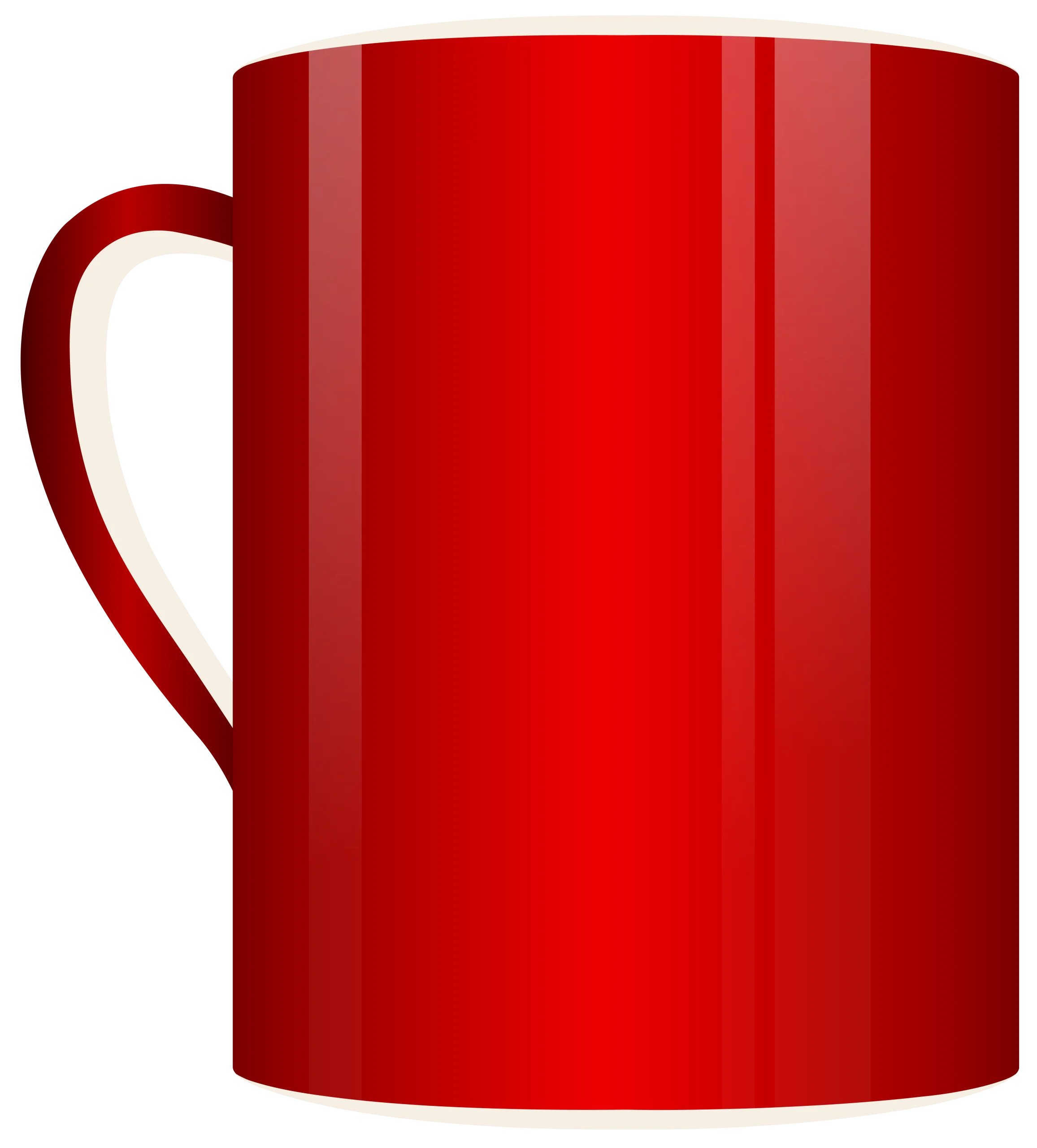 Sleek and Modern Red Ceramic Coffee Mug Clipart with Smooth Glossy Finish