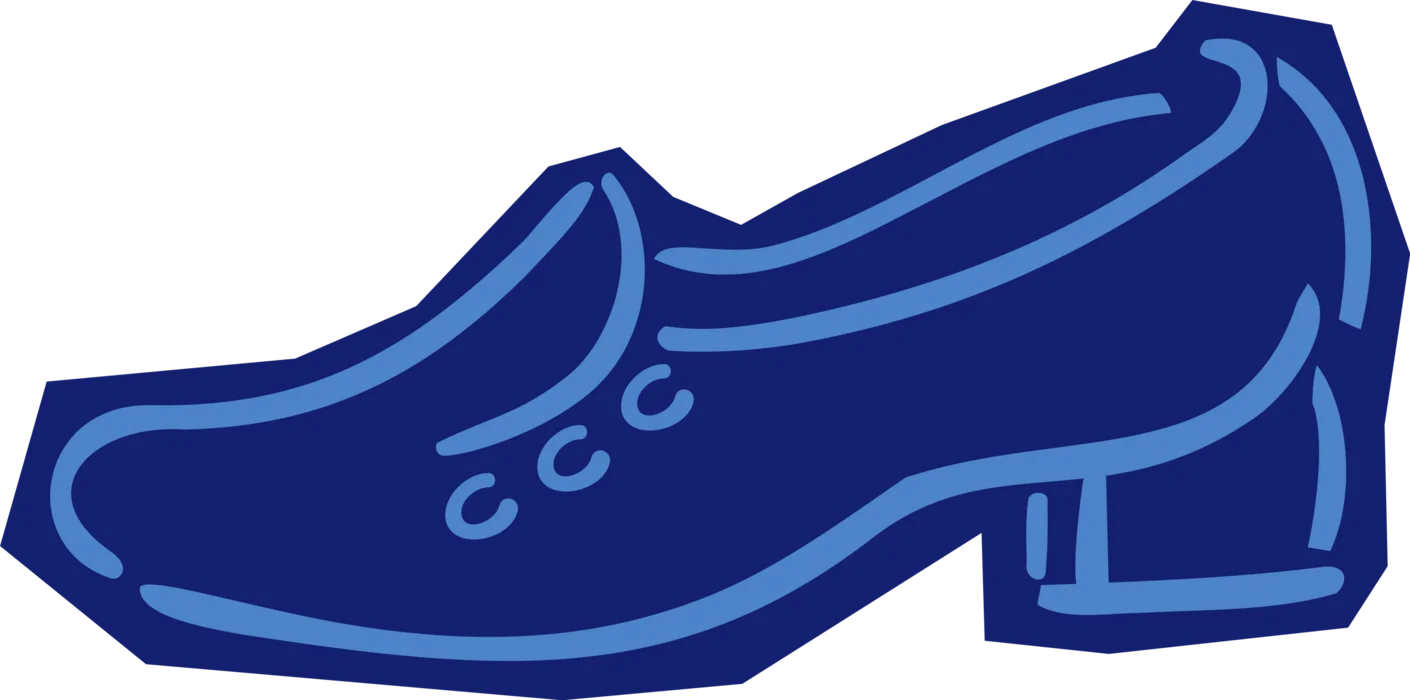 Stylish Blue Leather Slip-On Men's Dress Shoe Clipart Illustration Design