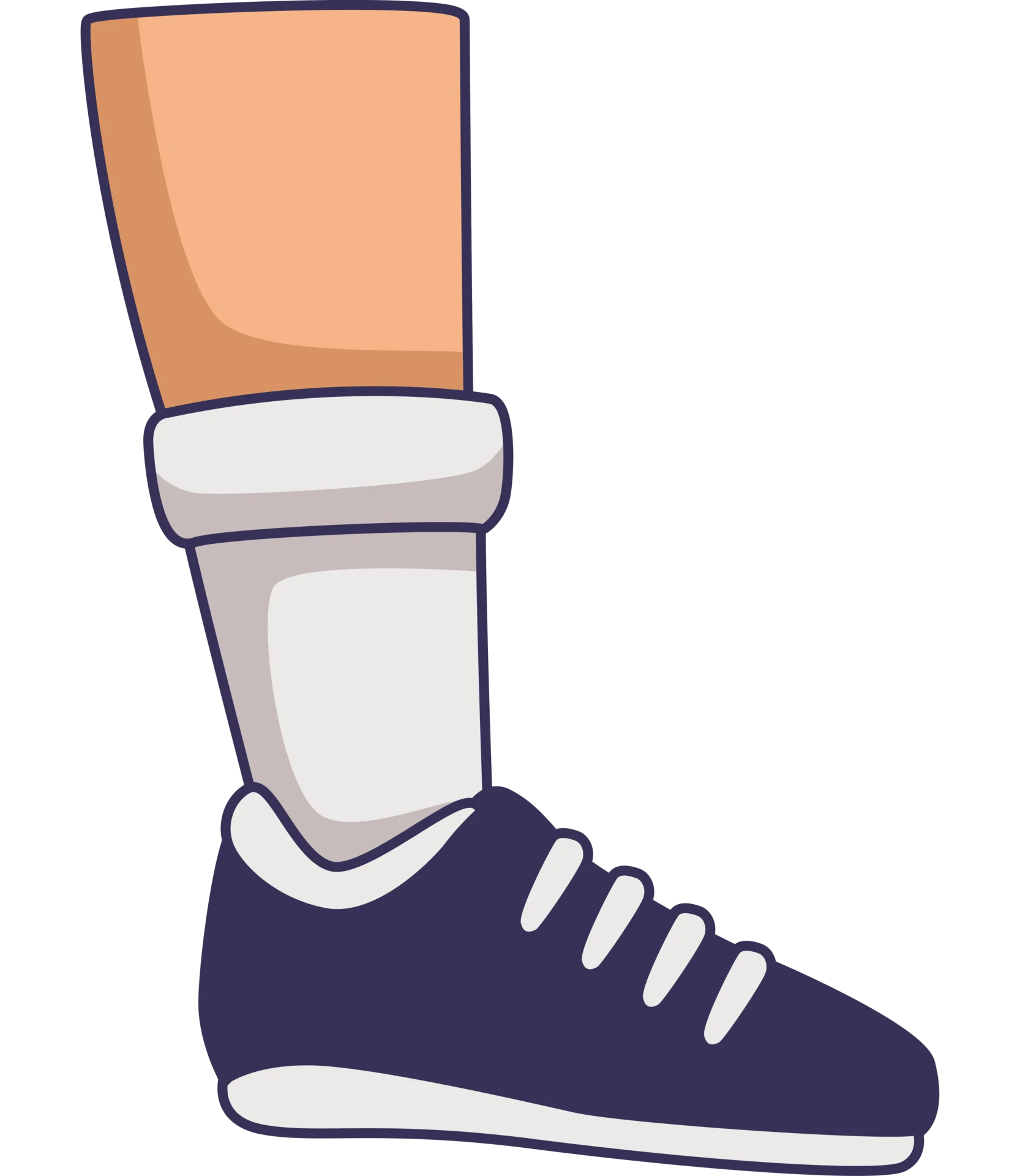 Stylish Navy Blue Sneaker with White Laces and Gray Sock Clipart Design