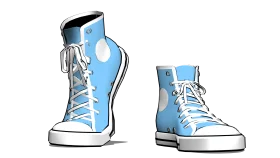 Stylish Sky Blue High-Top Sneakers Clipart Design for Creative Projects