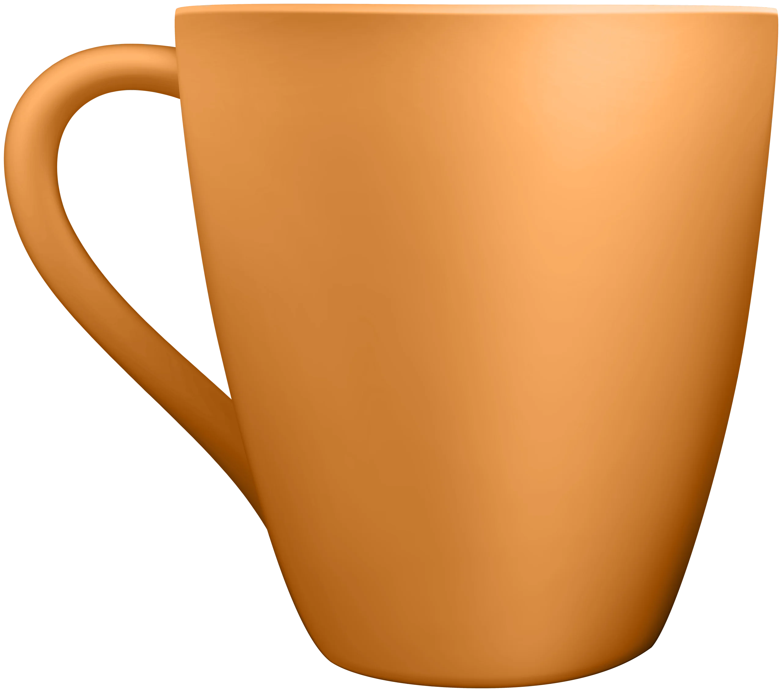 Warm Golden Ceramic Mug Clipart with Smooth Rounded Silhouette and Elegant Handle