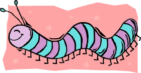 Whimsical Blue and Teal Striped Caterpillar Cartoon Clipart Illustration