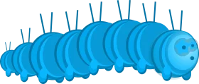 Whimsical Blue Caterpillar Clipart: A Playful Segmented Creature with Stylized Design