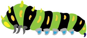 Whimsical Green and Black Cartoon Caterpillar Clipart with Playful Design