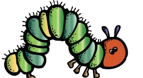 Whimsical Green and Red Hungry Caterpillar Cartoon Clipart Design