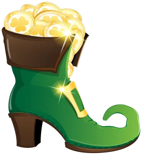 Whimsical Green Leprechaun Boot Clipart Overflowing with Golden Coins
