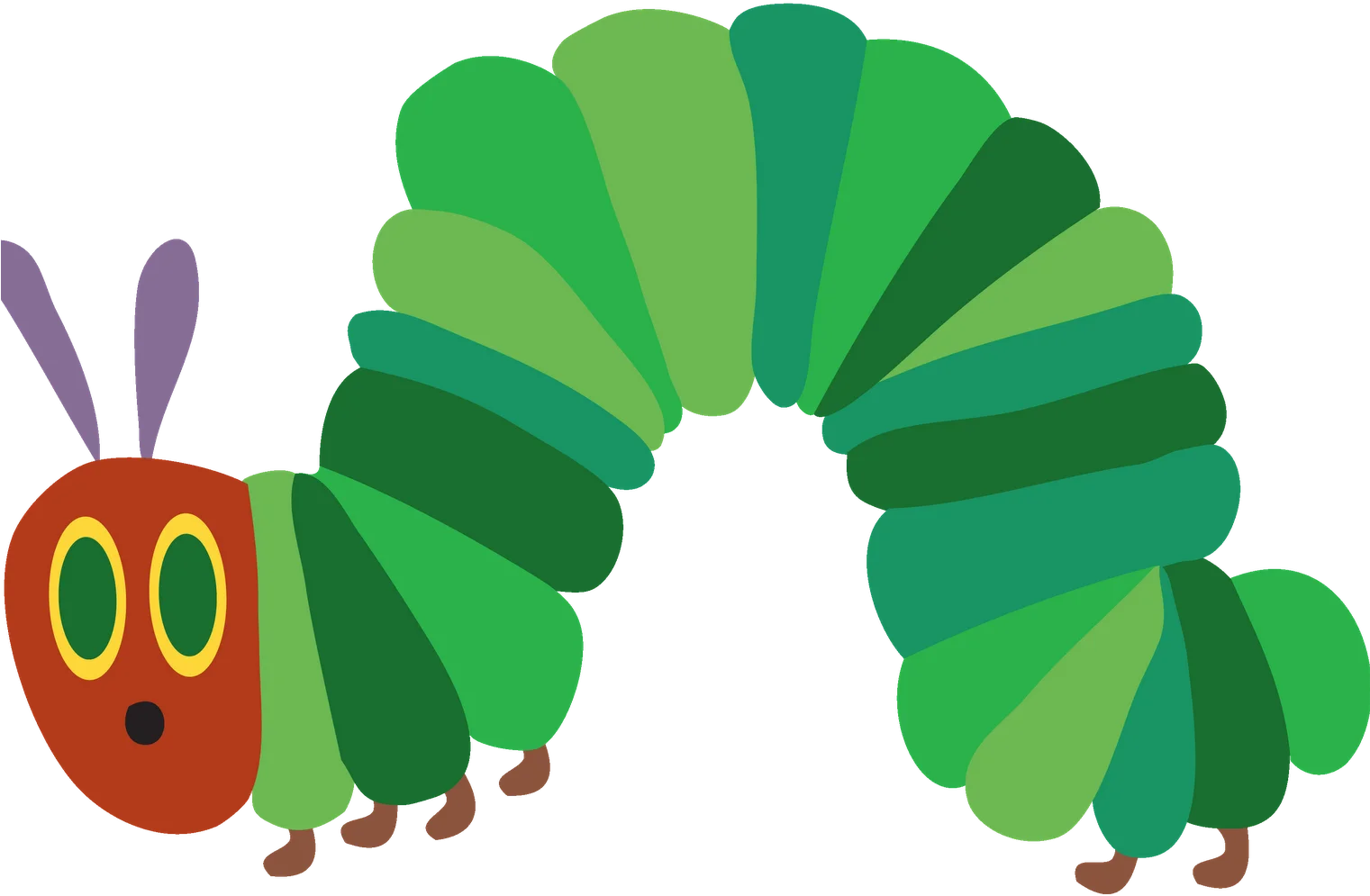Whimsical Hungry Caterpillar Clipart: A Cheerful Illustration of Nature's Crawler