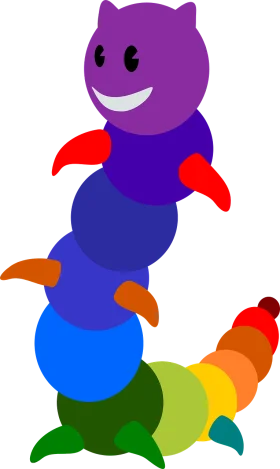 Whimsical Rainbow Gradient Caterpillar Clipart with Playful Expression