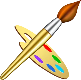 Artistic Paint Brush and Colorful Palette Clipart Design for Creative Expression