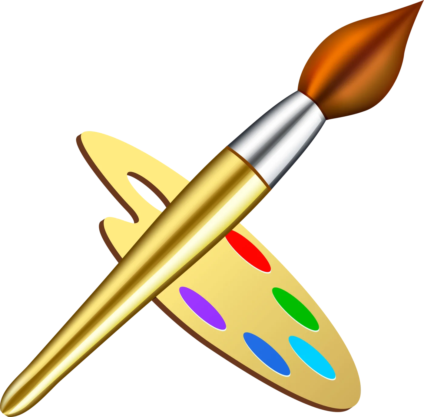 Artistic Paint Brush and Colorful Palette Clipart Design for Creative Expression