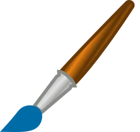 Artistic Paint Brush Clipart with Elegant Blue Bristle and Warm Bronze Handle